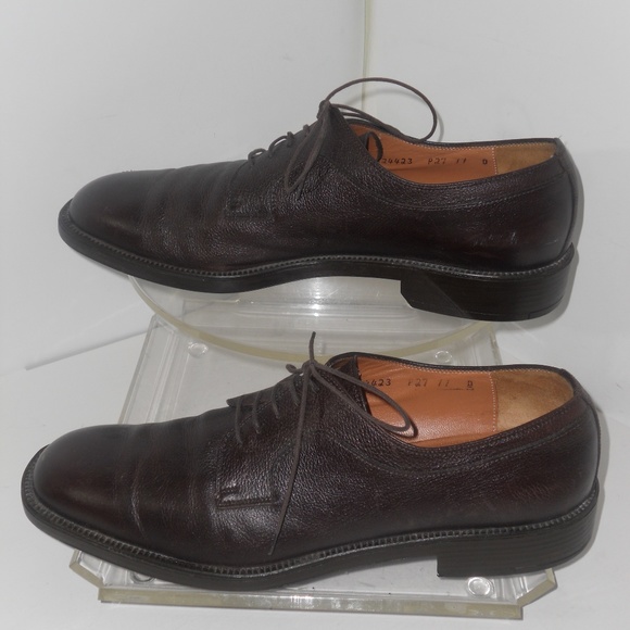 SALVATORE FERRAGAMO MEN BROWN LEATHER SHOES 11 M main image 5